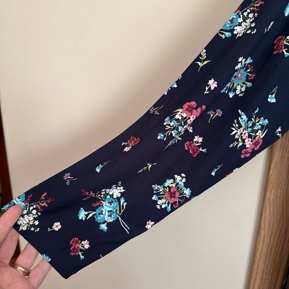 George super soft knit dress 2X EUC midi faux wrap navy with floral print - Picture 5 of 7